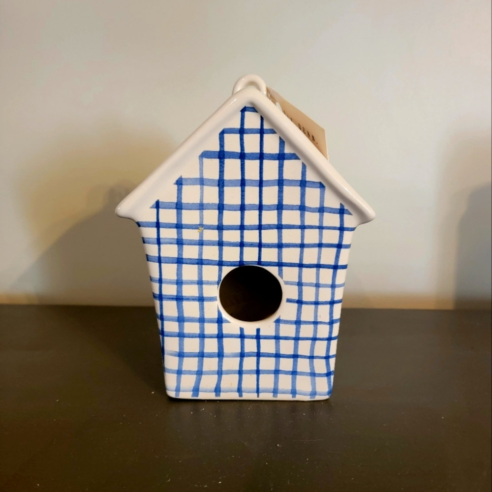 Rae Dunn Blue Plaid Birdhouse